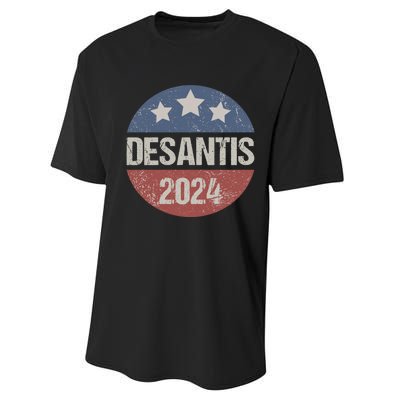 Ron Desantis 2024 Vintage & Distressed DeSantis For President In 2024 Performance Sprint T-Shirt