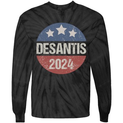 Ron Desantis 2024 Vintage & Distressed DeSantis For President In 2024 Tie-Dye Long Sleeve Shirt