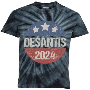 Ron Desantis 2024 Vintage & Distressed DeSantis For President In 2024 Kids Tie-Dye T-Shirt