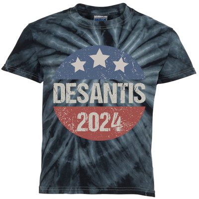 Ron Desantis 2024 Vintage & Distressed DeSantis For President In 2024 Kids Tie-Dye T-Shirt