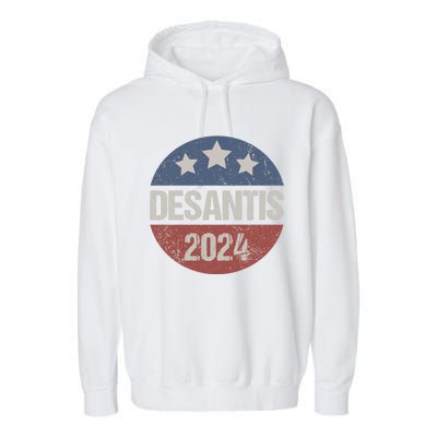 Ron Desantis 2024 Vintage & Distressed DeSantis For President In 2024 Garment-Dyed Fleece Hoodie