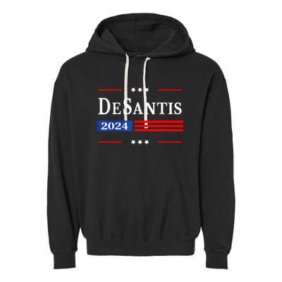 Ron Desantis 2024 For President American Flag Vintage Pro Garment-Dyed Fleece Hoodie