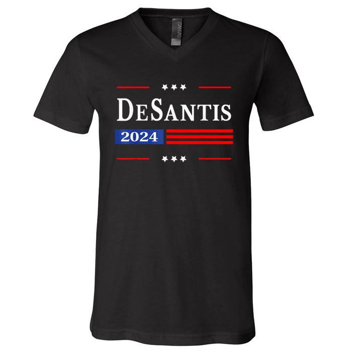 Ron Desantis 2024 For President American Flag Vintage Pro V-Neck T-Shirt