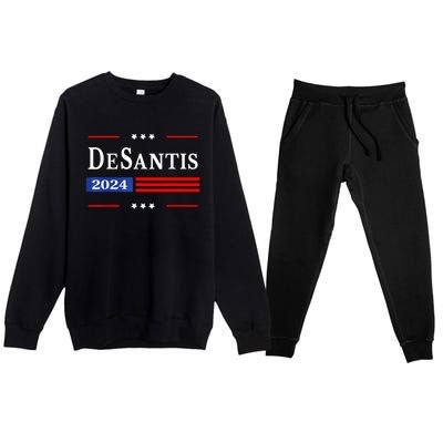 Ron Desantis 2024 For President American Flag Vintage Pro Premium Crewneck Sweatsuit Set