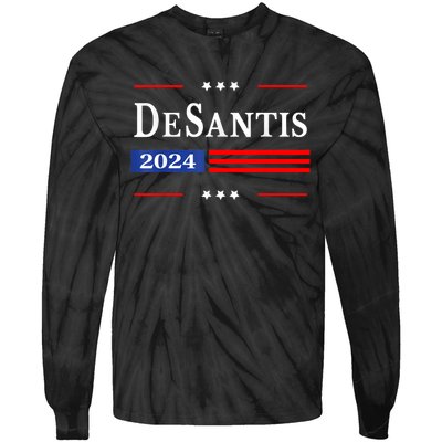 Ron Desantis 2024 For President American Flag Vintage Pro Tie-Dye Long Sleeve Shirt