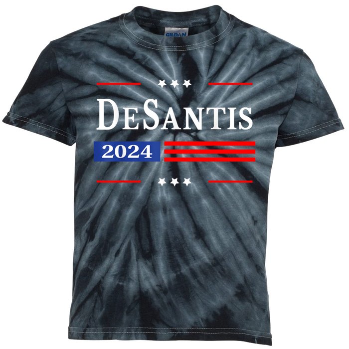 Ron Desantis 2024 For President American Flag Vintage Pro Kids Tie-Dye T-Shirt