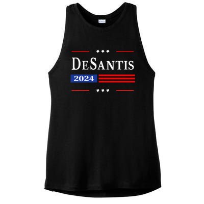 Ron Desantis 2024 For President American Flag Vintage Pro Ladies PosiCharge Tri-Blend Wicking Tank