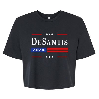 Ron Desantis 2024 For President American Flag Vintage Pro Bella+Canvas Jersey Crop Tee