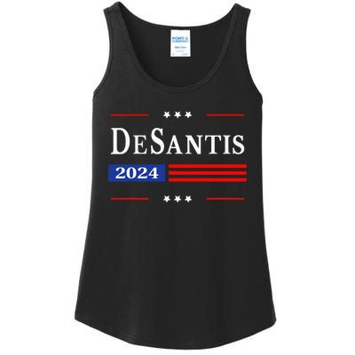 Ron Desantis 2024 For President American Flag Vintage Pro Ladies Essential Tank