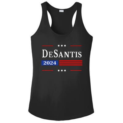 Ron Desantis 2024 For President American Flag Vintage Pro Ladies PosiCharge Competitor Racerback Tank