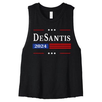 Ron Desantis 2024 For President American Flag Vintage Pro Women's Racerback Cropped Tank