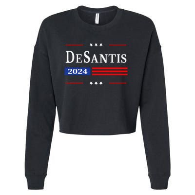 Ron Desantis 2024 For President American Flag Vintage Pro Cropped Pullover Crew