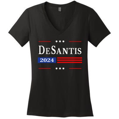 Ron Desantis 2024 For President American Flag Vintage Pro Women's V-Neck T-Shirt