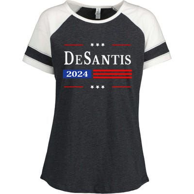 Ron Desantis 2024 For President American Flag Vintage Pro Enza Ladies Jersey Colorblock Tee