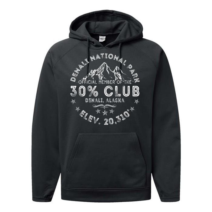 Retro Denali 30 Club Alaska National Park Denali Alaska Performance Fleece Hoodie