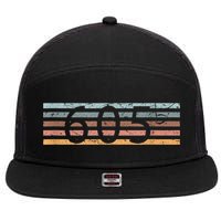 Retro Distressed 605 Area Code Sioux Falls South Dakota SD 7 Panel Mesh Trucker Snapback Hat