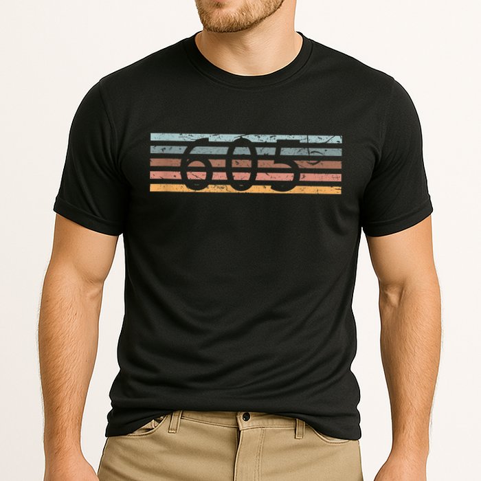 Retro Distressed 605 Area Code Sioux Falls South Dakota SD Cooling Performance Crew T-Shirt