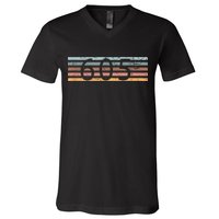 Retro Distressed 605 Area Code Sioux Falls South Dakota SD V-Neck T-Shirt