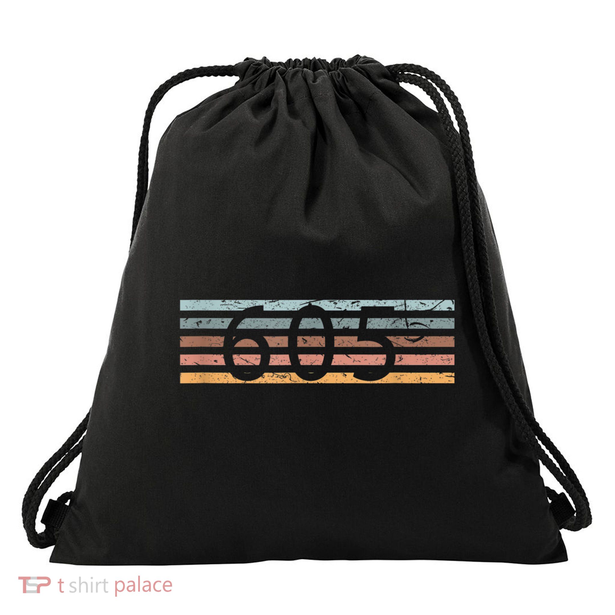 Retro Distressed 605 Area Code Sioux Falls South Dakota SD Drawstring Bag