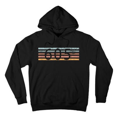 Retro Distressed 605 Area Code Sioux Falls South Dakota SD Tall Hoodie