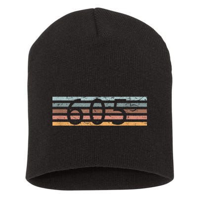 Retro Distressed 605 Area Code Sioux Falls South Dakota SD Short Acrylic Beanie