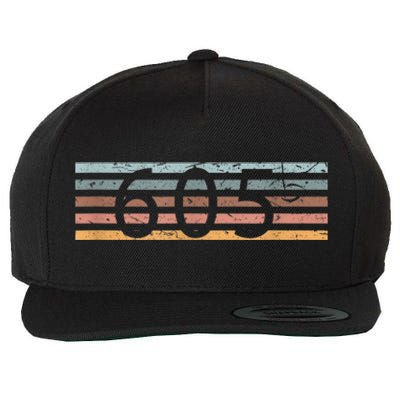 Retro Distressed 605 Area Code Sioux Falls South Dakota SD Wool Snapback Cap