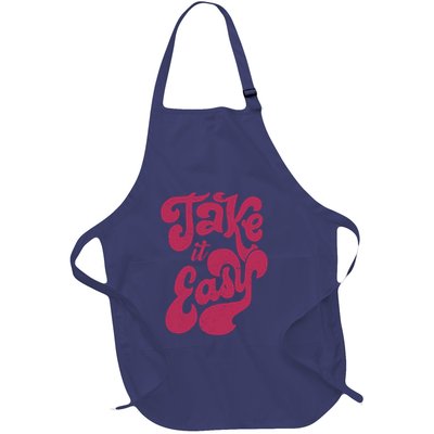 Retro Distressed 70s Take It Easy Full-Length Apron With Pockets