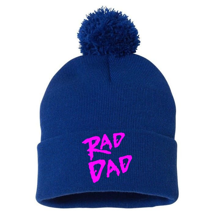 Rad Dad 80s Throwback Gift Pom Pom 12in Knit Beanie