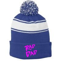 Rad Dad 80s Throwback Gift Stripe Pom Pom Beanie