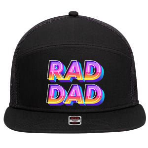 Rad Dad 80s Style Father's Day Gift 7 Panel Mesh Trucker Snapback Hat