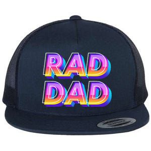 Rad Dad 80s Style Father's Day Gift Flat Bill Trucker Hat