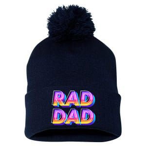 Rad Dad 80s Style Father's Day Gift Pom Pom 12in Knit Beanie