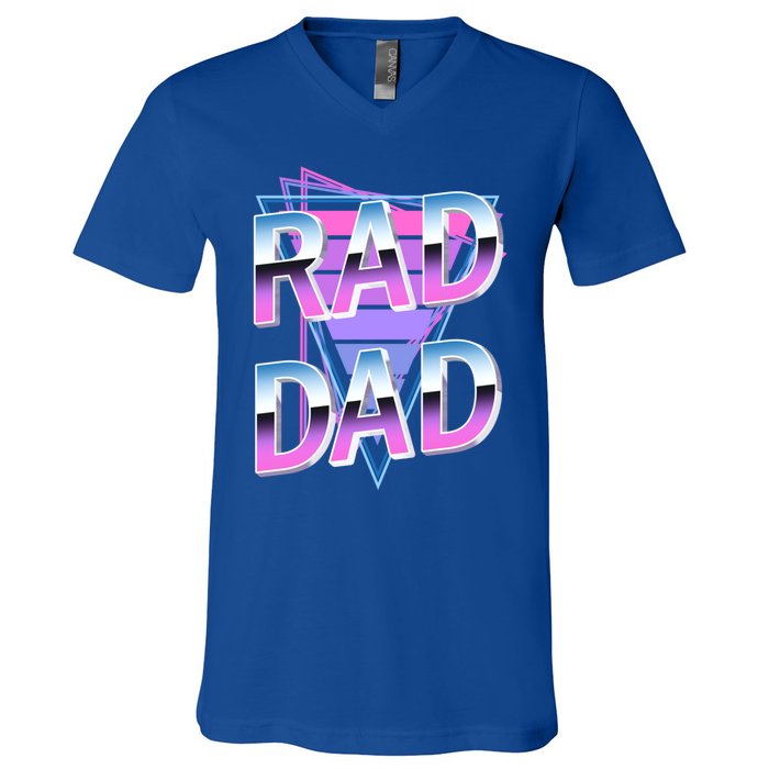 Rad Dad 80S Great Gift V-Neck T-Shirt