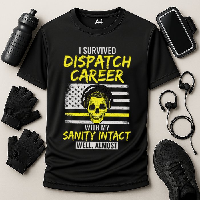 Retired Dispatcher 911 Thin Yellow Line Patriotic Performance Shirt