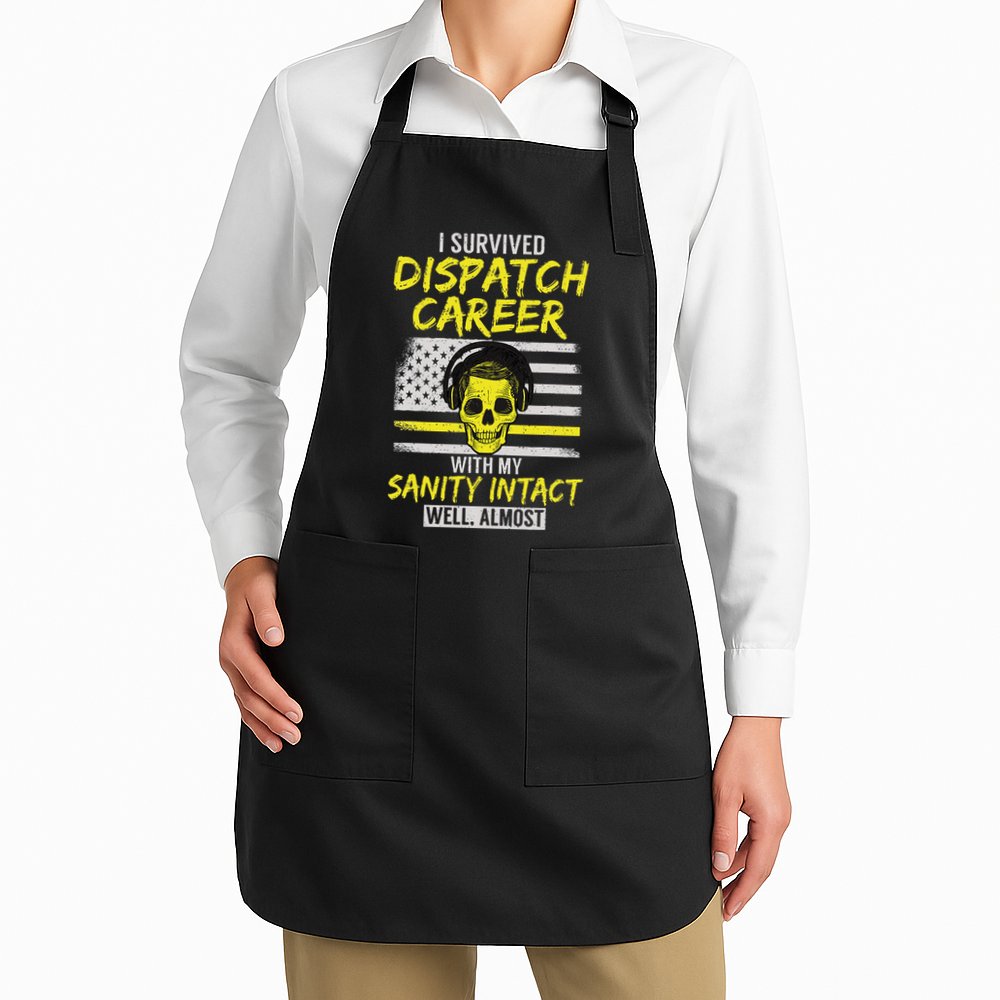 Retired Dispatcher 911 Thin Yellow Line Patriotic Apron