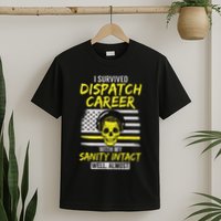 Retired Dispatcher 911 Thin Yellow Line Patriotic T-Shirt