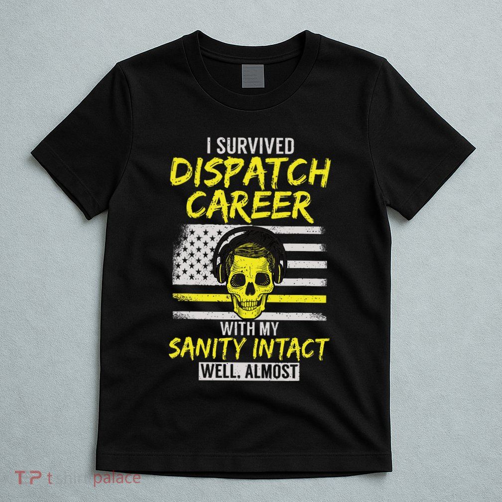 Retired Dispatcher 911 Thin Yellow Line Patriotic T-Shirt