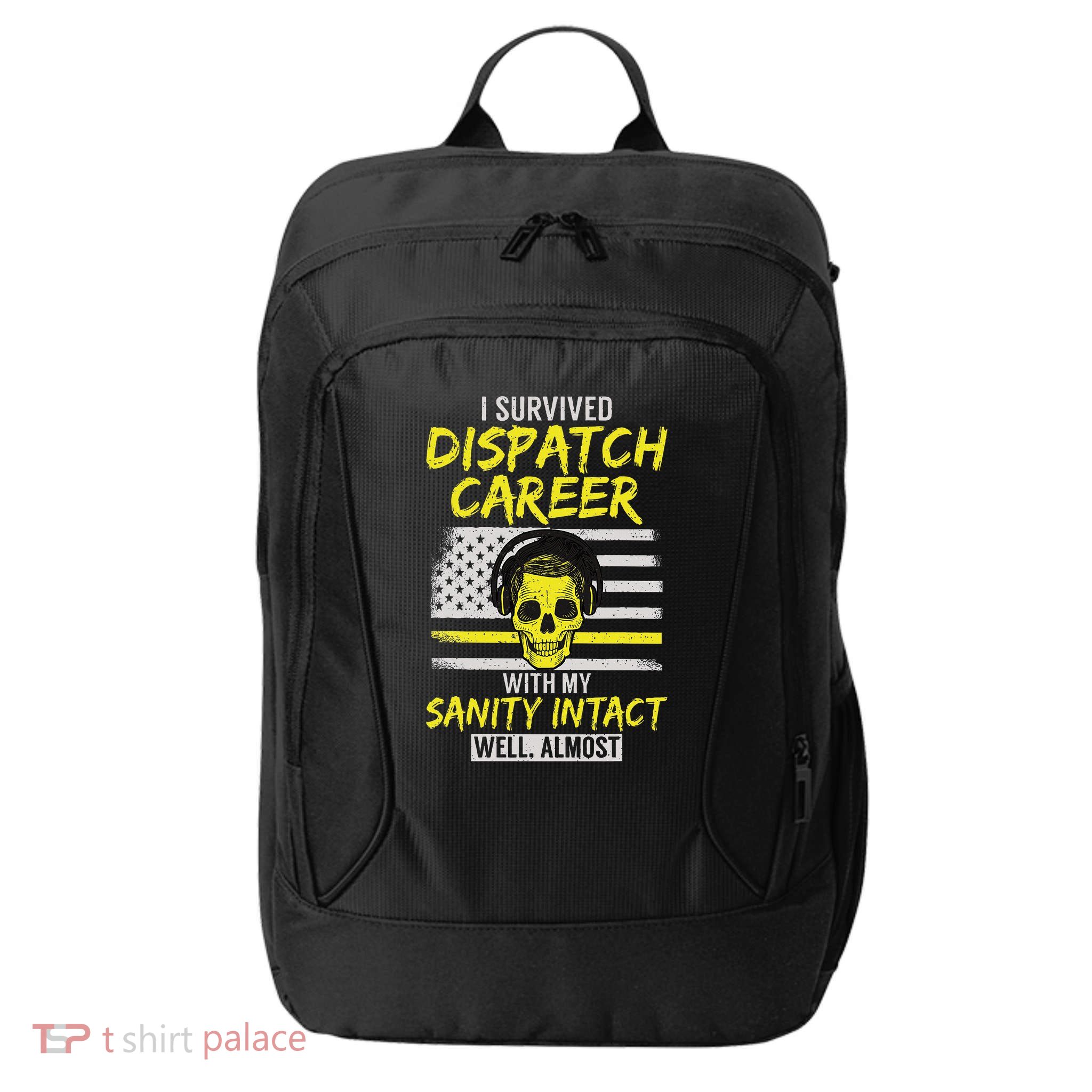 Retired Dispatcher 911 Thin Yellow Line Patriotic City Backpack