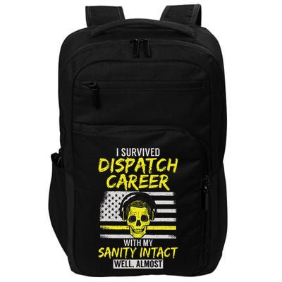 Retired Dispatcher 911 Thin Yellow Line Patriotic Impact Tech Backpack