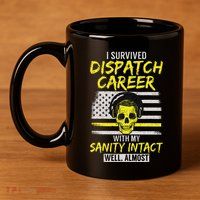 Retired Dispatcher 911 Thin Yellow Line Patriotic 11oz C Handle Ceramic Mug