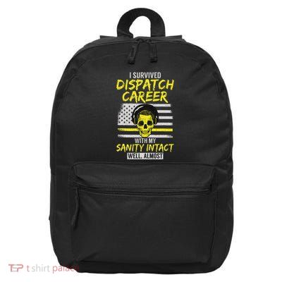 Retired Dispatcher 911 Thin Yellow Line Patriotic 16 in Basic Backpack