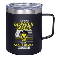 Retired Dispatcher 911 Thin Yellow Line Patriotic 12oz Stainless Steel Coffee Mug