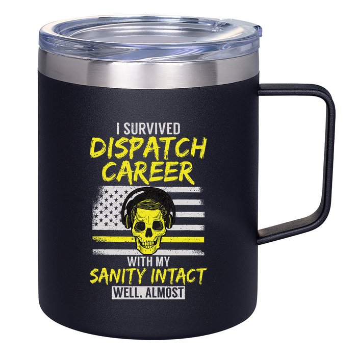 Retired Dispatcher 911 Thin Yellow Line Patriotic 12oz Stainless Steel Coffee Mug