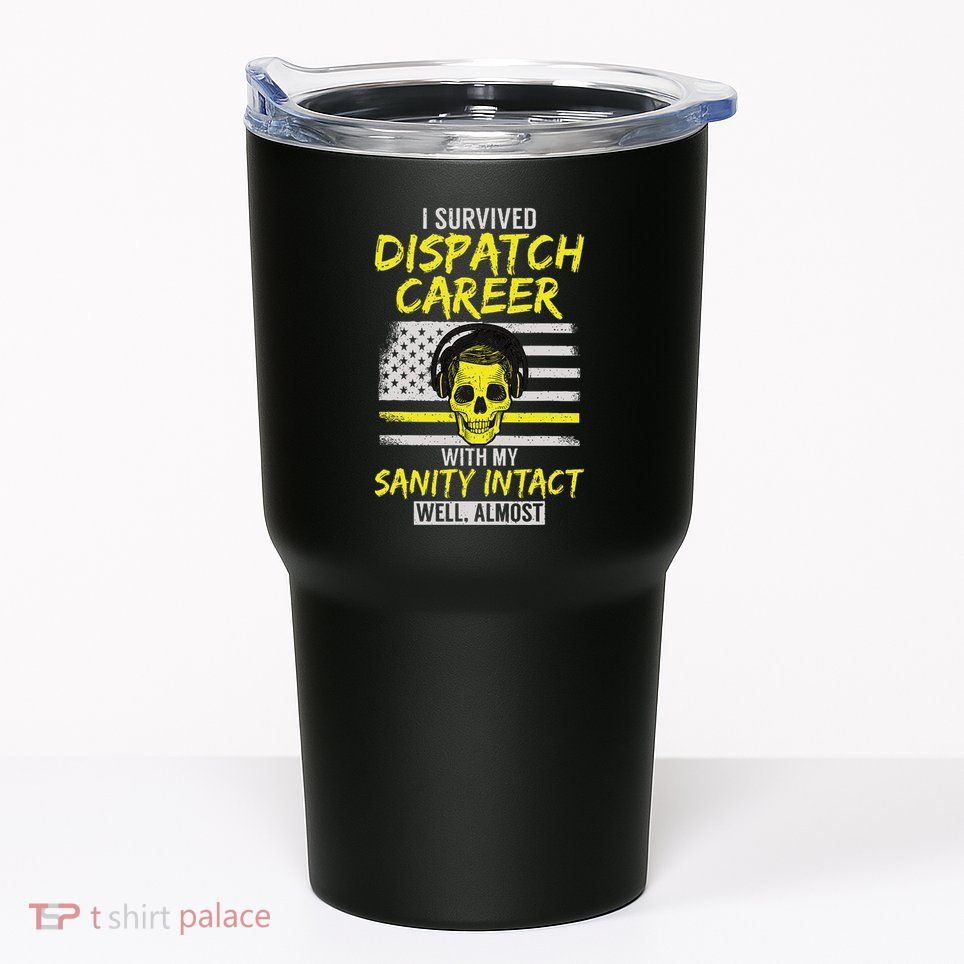 Retired Dispatcher 911 Thin Yellow Line Patriotic Tumbler