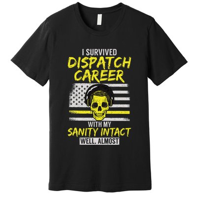 Retired Dispatcher 911 Thin Yellow Line Patriotic Premium T-Shirt