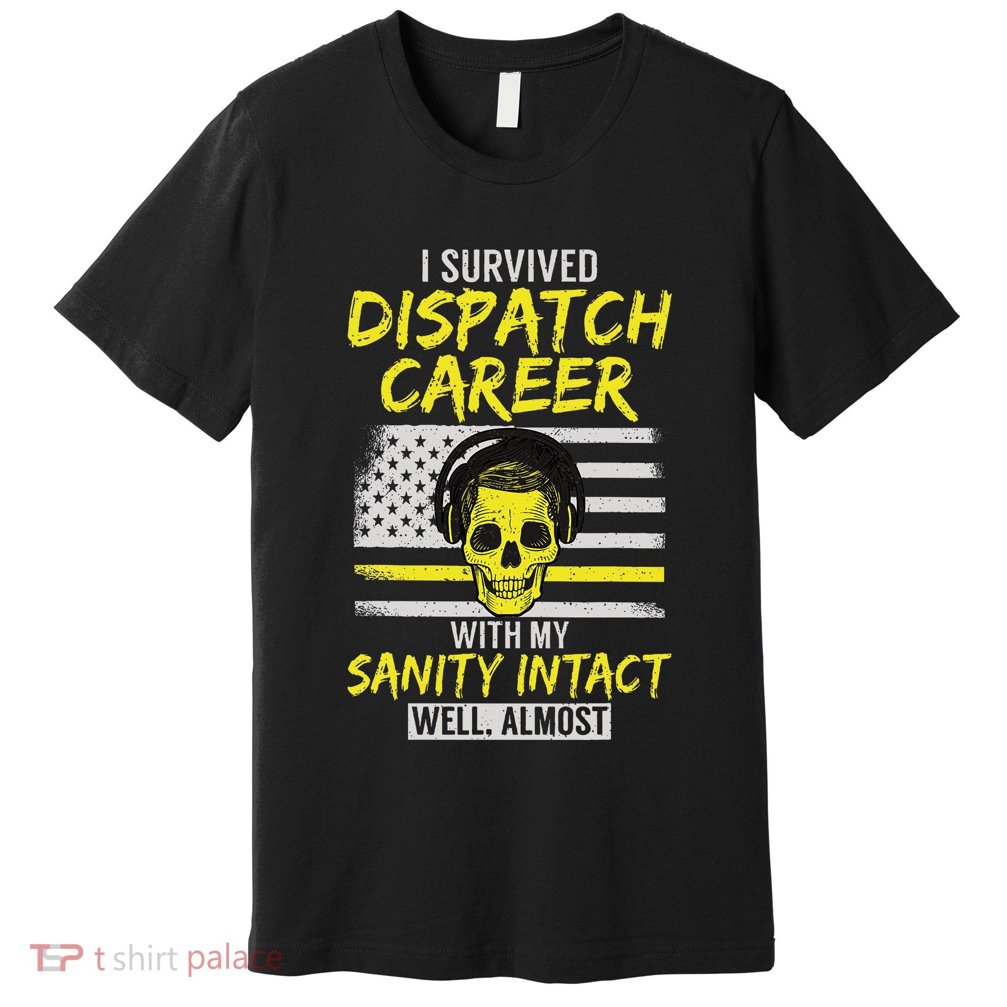 Retired Dispatcher 911 Thin Yellow Line Patriotic Premium T-Shirt