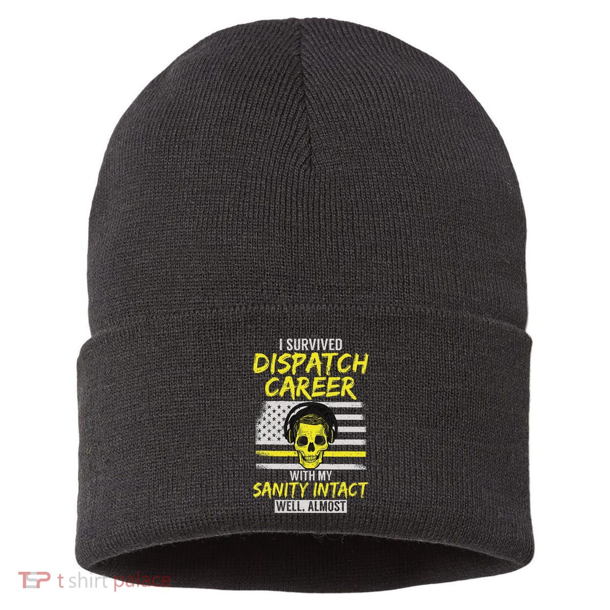 Retired Dispatcher 911 Thin Yellow Line Patriotic Sustainable Knit Beanie
