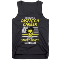 Retired Dispatcher 911 Thin Yellow Line Patriotic Tank Top