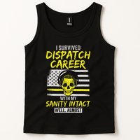 Retired Dispatcher 911 Thin Yellow Line Patriotic Tank Top
