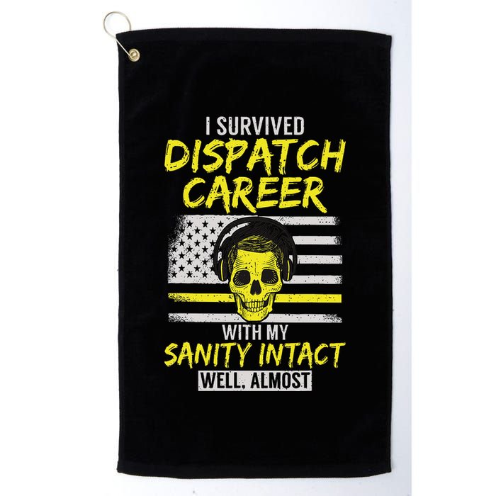 Retired Dispatcher 911 Thin Yellow Line Patriotic Golf Towel